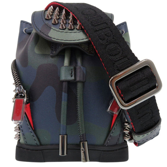 Christian Louboutin Shoulder Bag Calfskin multicolor Spike Camouflage Mini Bag Explorer funk Women Used Authentic