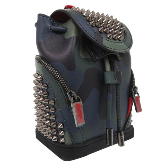Christian Louboutin Shoulder Bag Calfskin multicolor Spike Camouflage Mini Bag Explorer funk Women Used Authentic