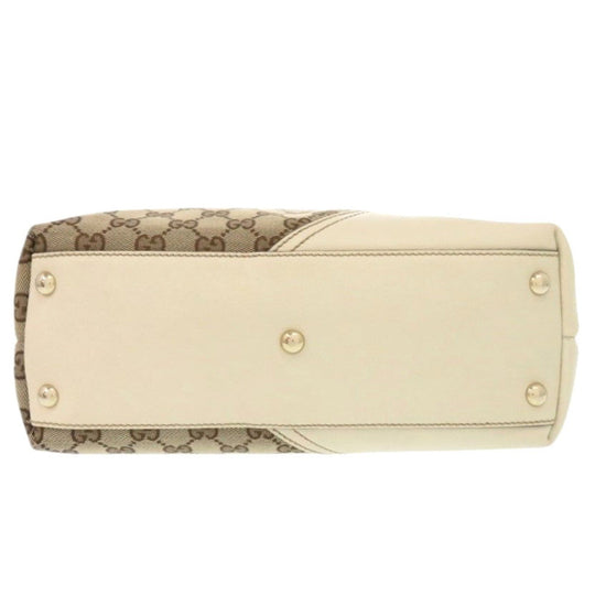 GUCCI Tote Bag GG canvas, leather beige Women Used Authentic