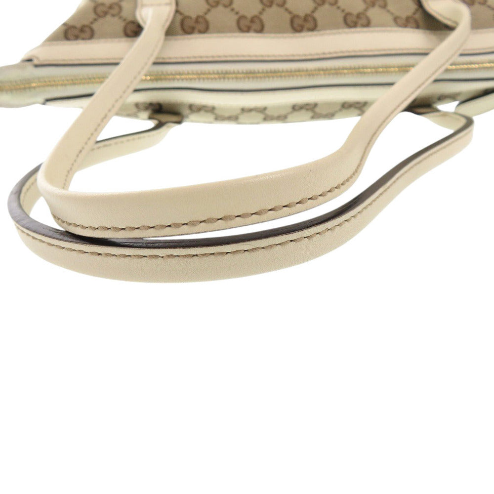 GUCCI Tote Bag GG canvas, leather beige Women Used Authentic