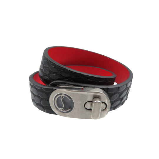 Christian Louboutin bracelet 3205086 Calfskin, Metal black Elisa Bracelet Double 15 Women S Used Authentic