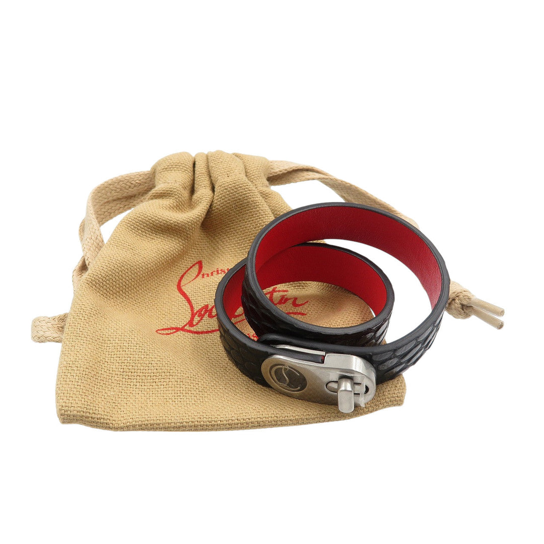 Christian Louboutin bracelet 3205086 Calfskin, Metal black Elisa Bracelet Double 15 Women S Used Authentic