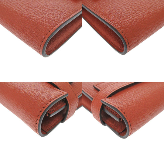 HERMES Long Wallet Purse Epsom Brick Kelly wallet Women Used Authentic
