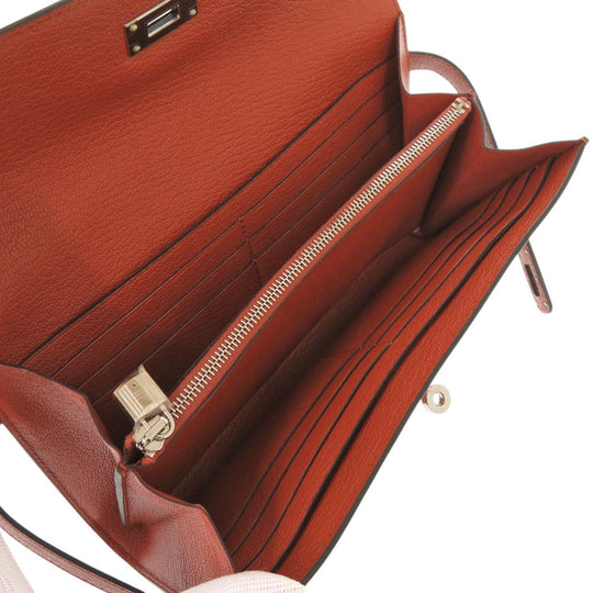 HERMES Long Wallet Purse Epsom Brick Kelly wallet Women Used Authentic