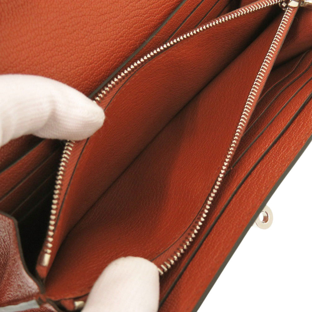 HERMES Long Wallet Purse Epsom Brick Kelly wallet Women Used Authentic