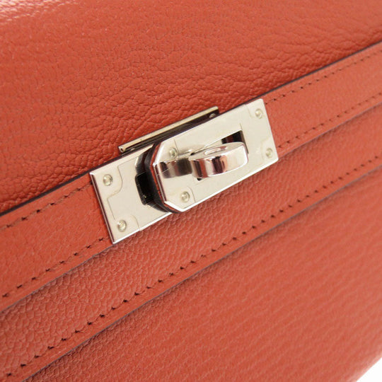 HERMES Long Wallet Purse Epsom Brick Kelly wallet Women Used Authentic