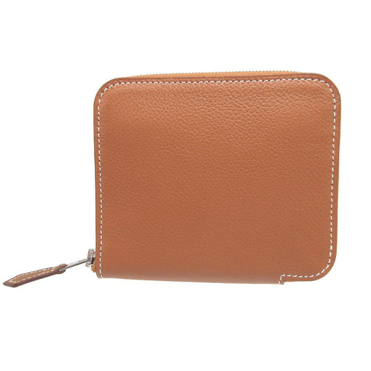HERMES Coin case Evercolor, Silk gold Azap silk in compact unisex(Unisex) Used Authentic