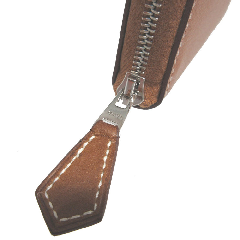 HERMES Coin case Evercolor, Silk gold Azap silk in compact unisex(Unisex) Used Authentic