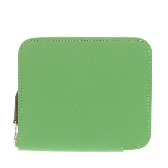 HERMES Coin case Epsom Vert Yucca Azap silk in compact Women Used Authentic