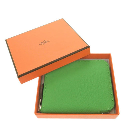 HERMES Coin case Epsom Vert Yucca Azap silk in compact Women Used Authentic