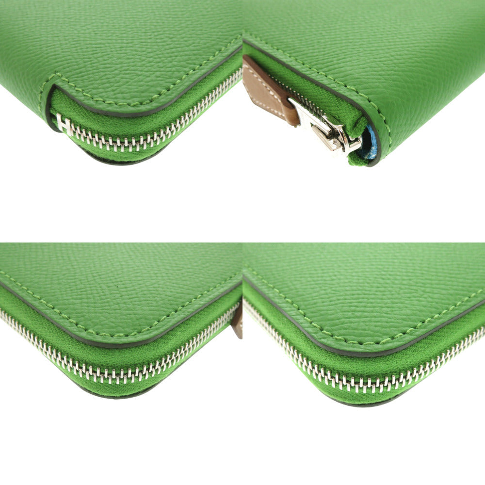HERMES Coin case Epsom Vert Yucca Azap silk in compact Women Used Authentic