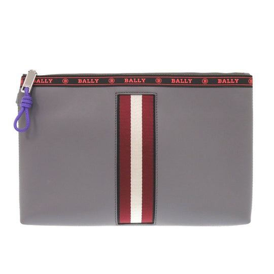 BALLY Clutch bag 6228710 leather gray Barry Stripe Heartland mens Used Authentic