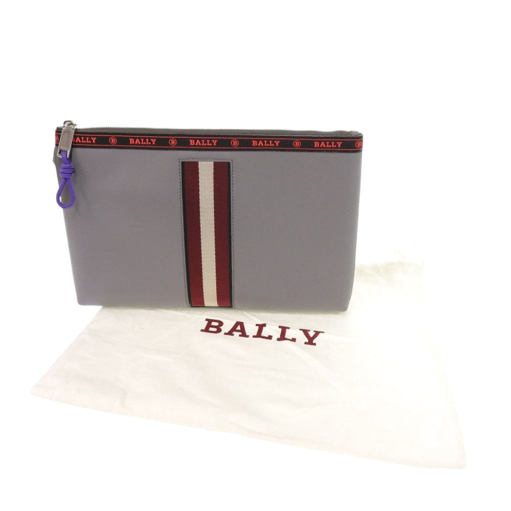 BALLY Clutch bag 6228710 leather gray Barry Stripe Heartland mens Used Authentic