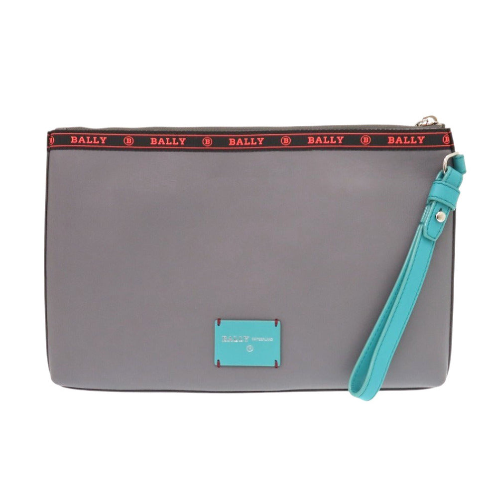 BALLY Clutch bag 6228710 leather gray Barry Stripe Heartland mens Used Authentic