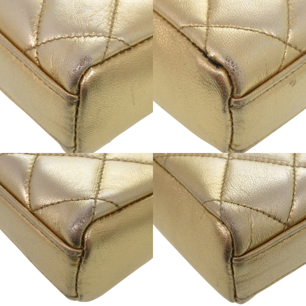 CHANEL Handbag lambskin gold COCO Mark Chain Matrasse Women Used Authentic