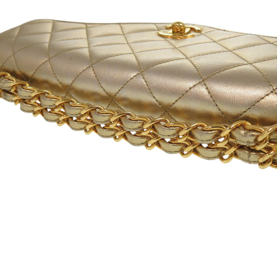 CHANEL Handbag lambskin gold COCO Mark Chain Matrasse Women Used Authentic