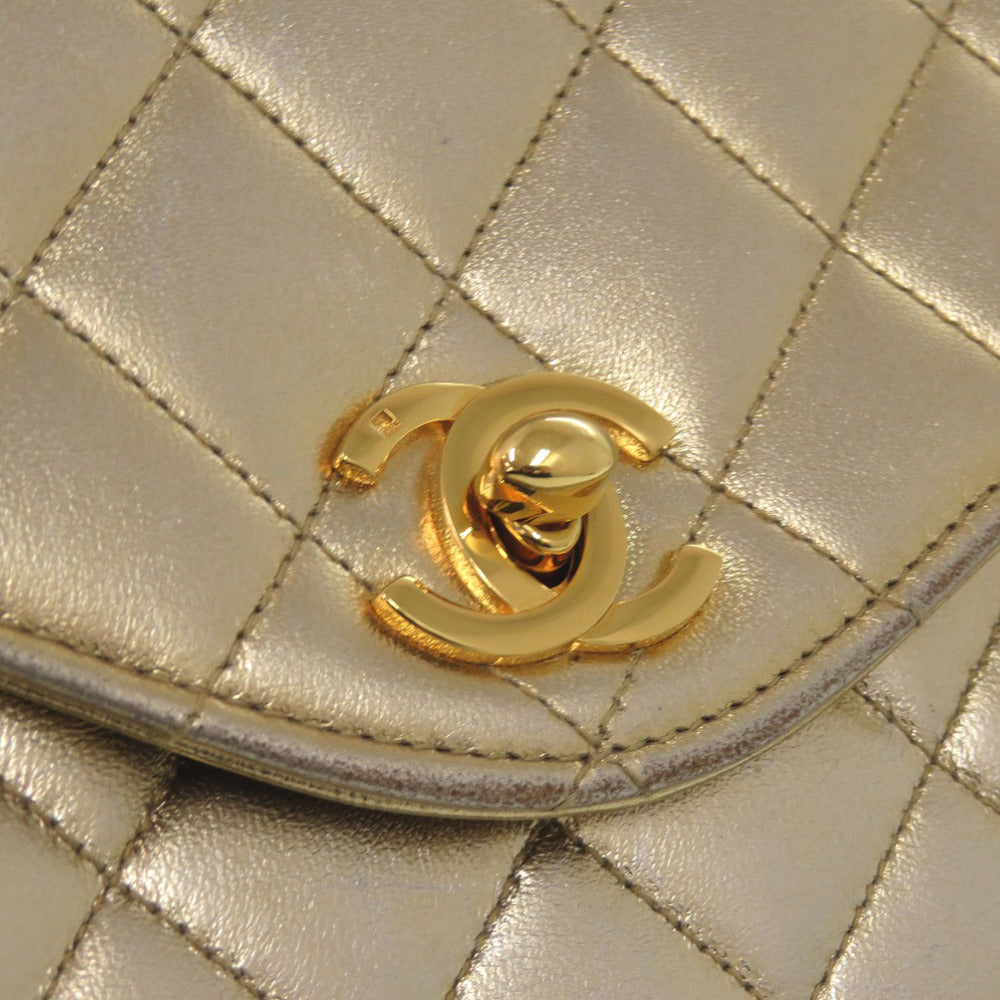 CHANEL Handbag lambskin gold COCO Mark Chain Matrasse Women Used Authentic