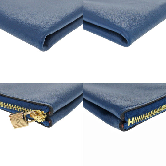 HERMES Pouch Evercolor blue Atou PM