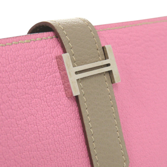 HERMES Long Wallet Purse Shave pink Beansufla Women Used Authentic