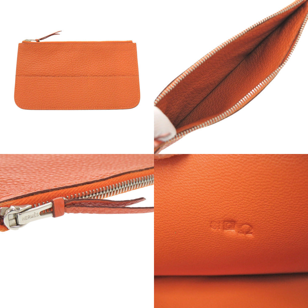 HERMES Long Wallet Purse Togo Orange Dogon Duo GM Women Used Authentic
