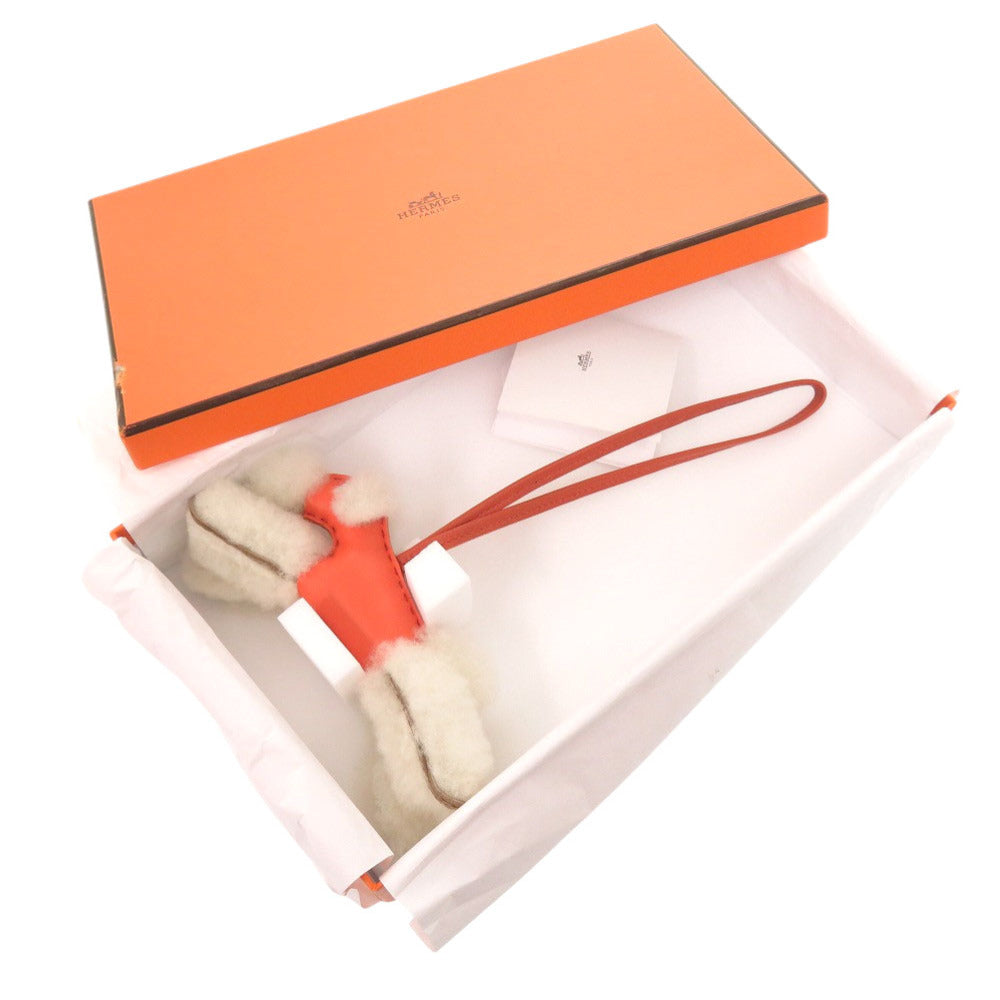 HERMES key ring Annu Milo, Mouton Rose texas Bag charm Buddy Women Used Authentic
