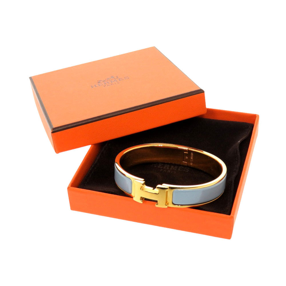 HERMES bracelet metal Blue Ciel Bangle Click H Click Clack PM Women Used Authentic