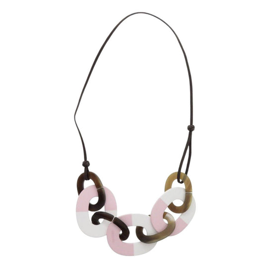 HERMES Necklace Buffalo Horn, Lacquer Brown Caramba Women Used Authentic