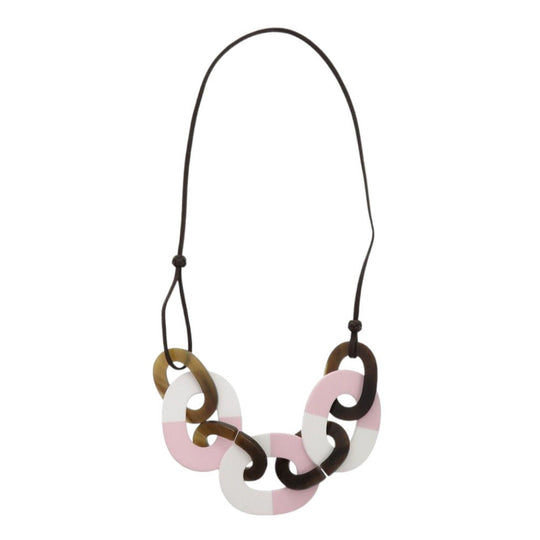 HERMES Necklace Buffalo Horn, Lacquer Brown Caramba Women Used Authentic