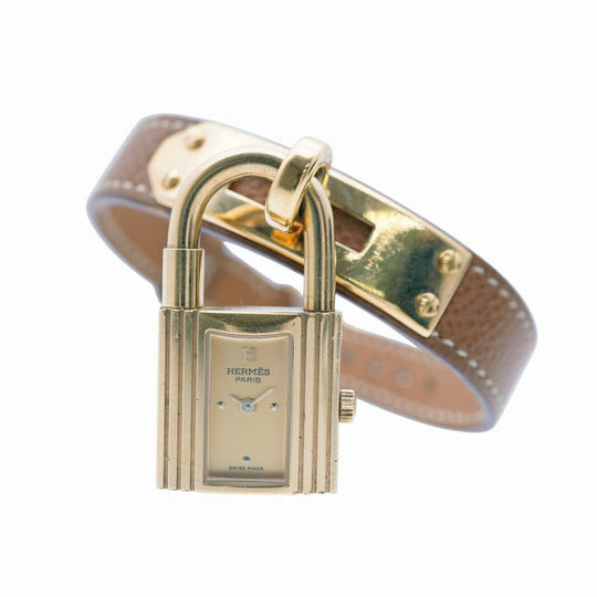 HERMES Watches Quartz Stainless Steel , Courchevel gold Quartz Kelly watch gold dial Women Used Authentic