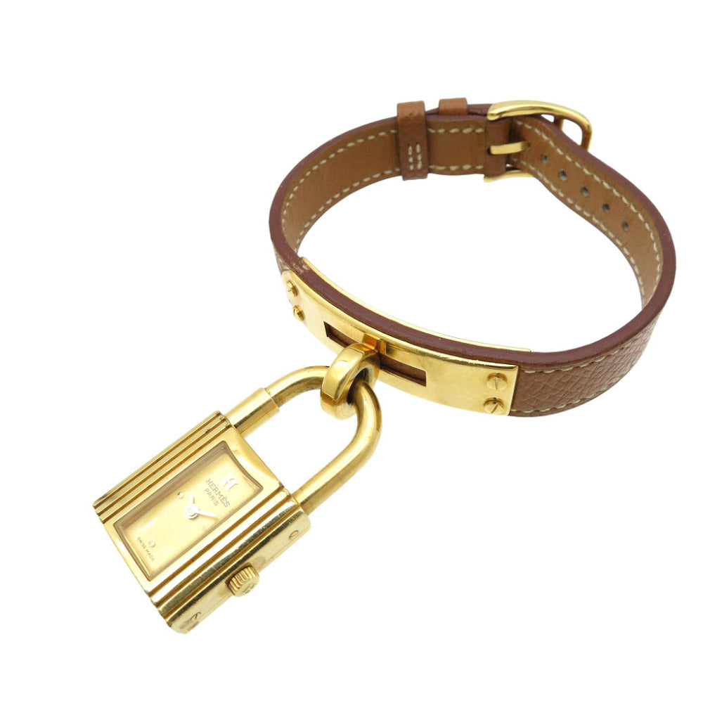 HERMES Watches Quartz Stainless Steel , Courchevel gold Quartz Kelly watch gold dial Women Used Authentic