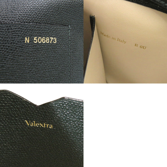 Valextra Clutch bag Calfskin Dark green business bag envelope unisex(Unisex) Used Authentic
