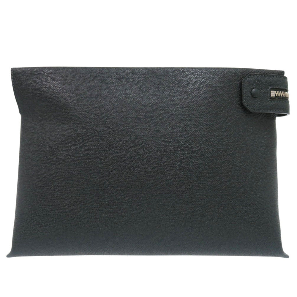 Valextra Clutch bag Calfskin Dark green business bag envelope unisex(Unisex) Used Authentic