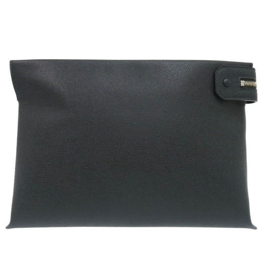 Valextra Clutch bag Calfskin Dark green business bag envelope unisex(Unisex) Used Authentic