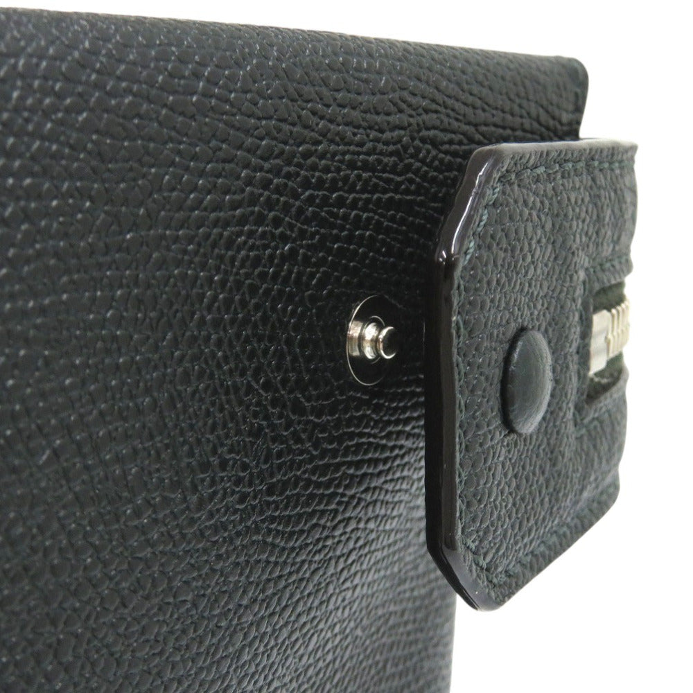 Valextra Clutch bag Calfskin Dark green business bag envelope unisex(Unisex) Used Authentic