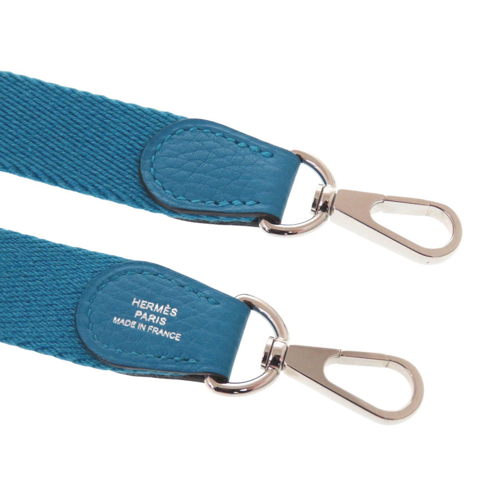 HERMES Shoulder strap canvas Blue Zanzibar Women Used Authentic
