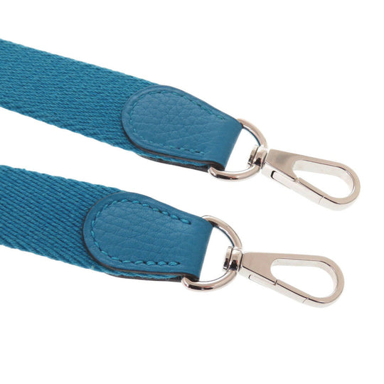 HERMES Shoulder strap canvas Blue Zanzibar Women Used Authentic