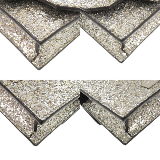 JIMMY CHOO Shoulder Bag leather Silver Mini Paris Glitter Women Used Authentic