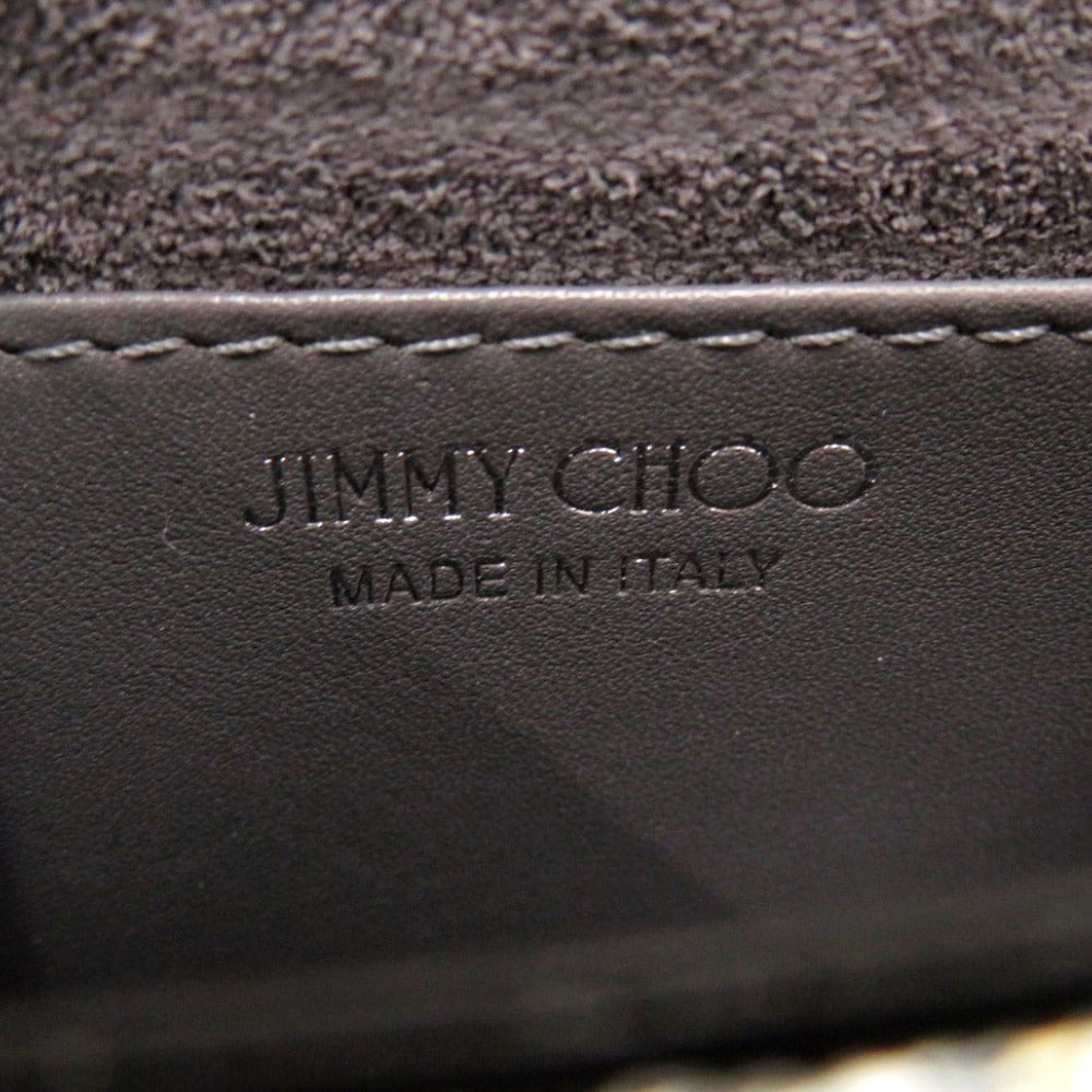 JIMMY CHOO Shoulder Bag leather Silver Mini Paris Glitter Women Used Authentic