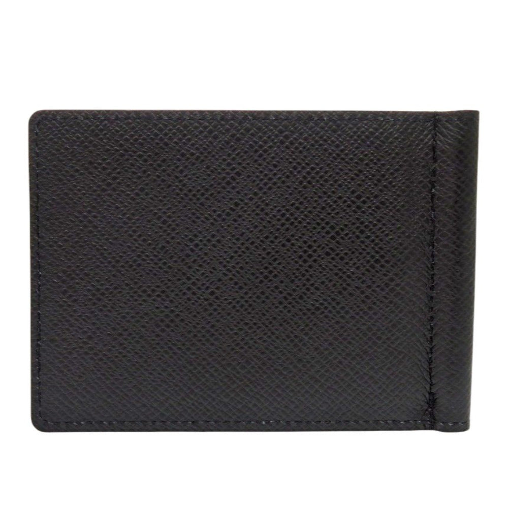 LOUIS VUITTON Card Case M62978 Taiga, Leather black Money clip Portefeuille pans mens Used Authentic