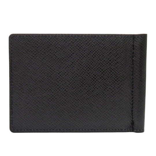 LOUIS VUITTON Card Case M62978 Taiga, Leather black Money clip Portefeuille pans mens Used Authentic