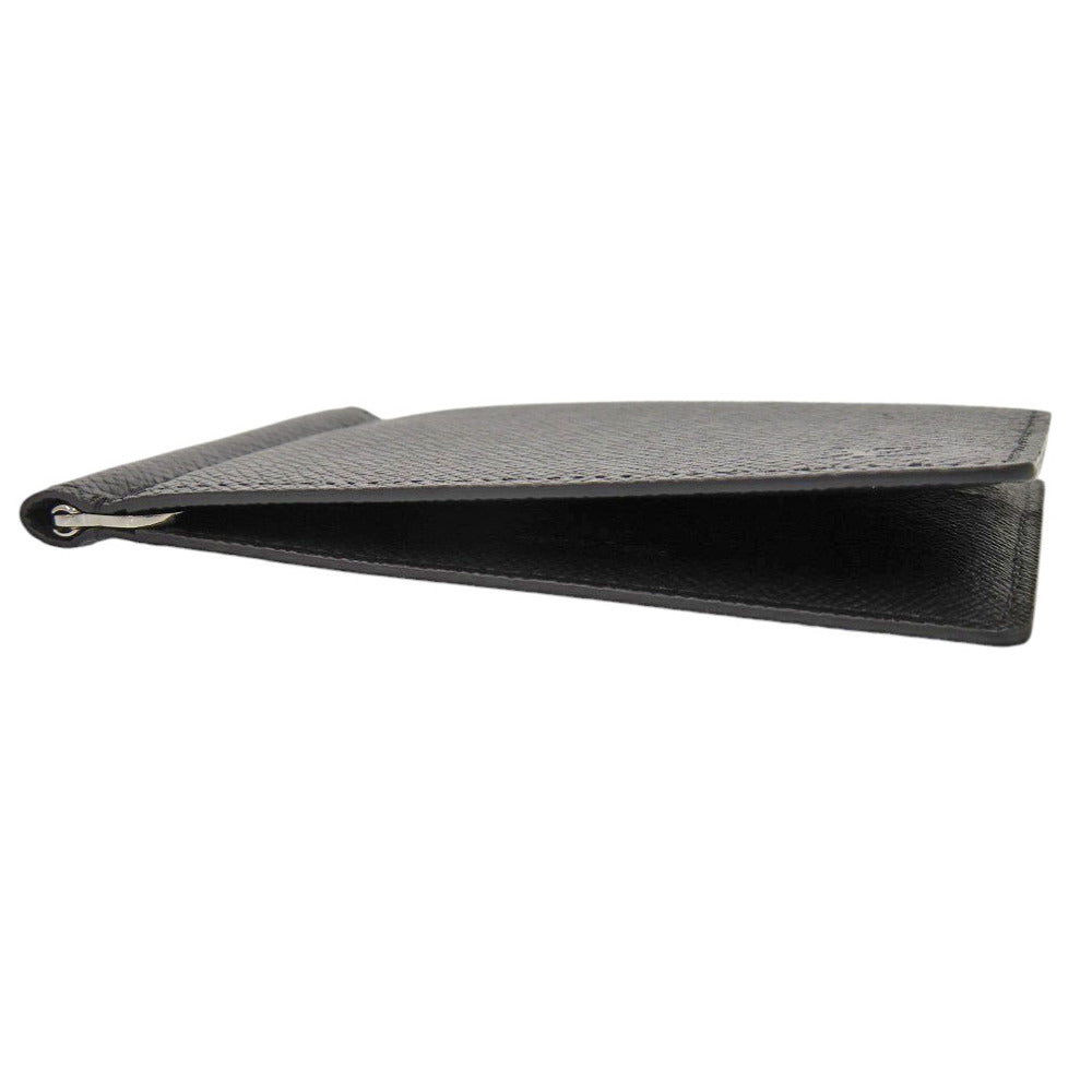 LOUIS VUITTON Card Case M62978 Taiga, Leather black Money clip Portefeuille pans mens Used Authentic