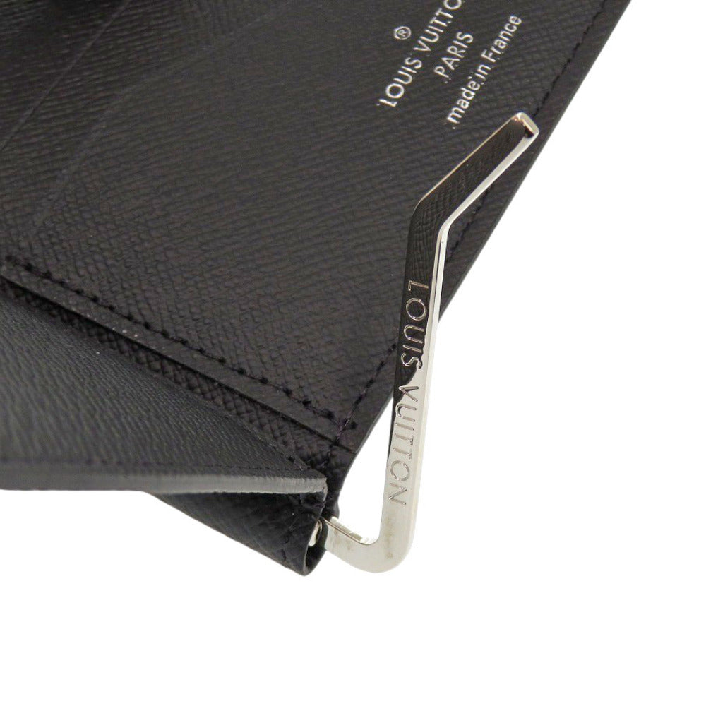 LOUIS VUITTON Card Case M62978 Taiga, Leather black Money clip Portefeuille pans mens Used Authentic