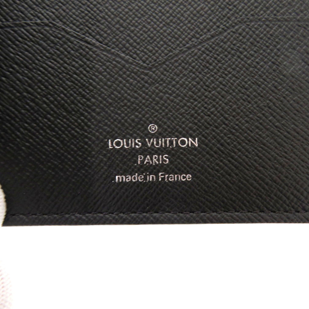 LOUIS VUITTON Card Case M62978 Taiga, Leather black Money clip Portefeuille pans mens Used Authentic