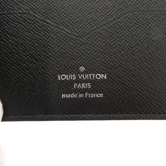 LOUIS VUITTON Card Case M62978 Taiga, Leather black Money clip Portefeuille pans mens Used Authentic