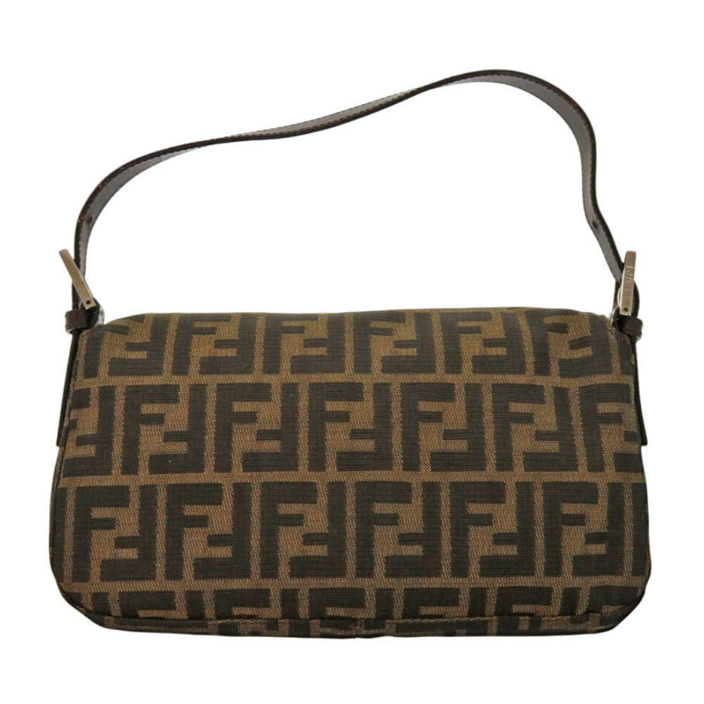 FENDI Shoulder Bag Canvas, Leather Brown One Shoulder Bag Mamma Bucket Zucca Pattern Women Used Authentic