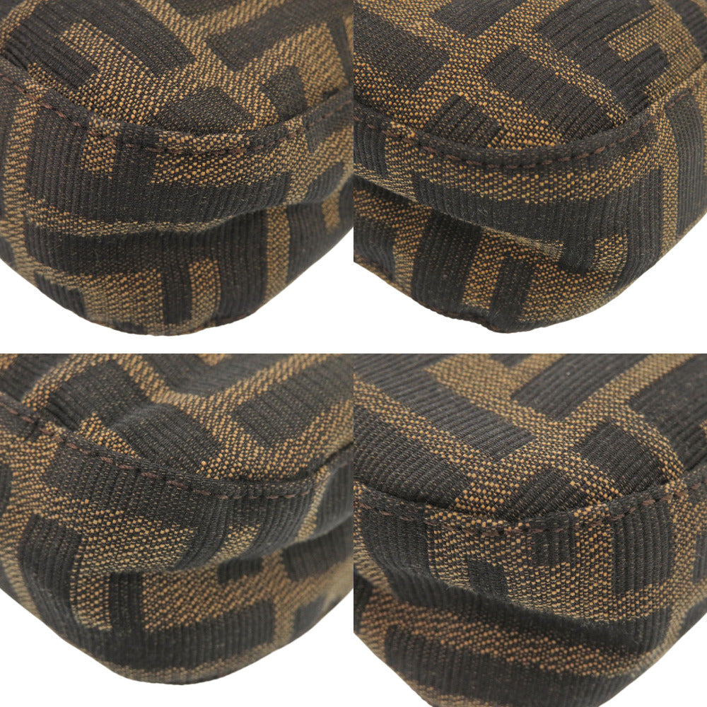 FENDI Shoulder Bag Canvas, Leather Brown One Shoulder Bag Mamma Bucket Zucca Pattern Women Used Authentic