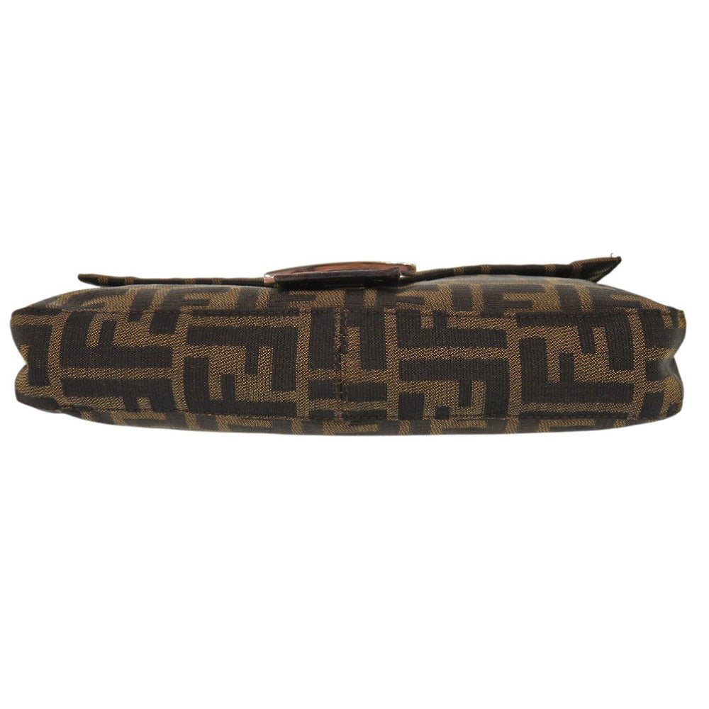 FENDI Shoulder Bag Canvas, Leather Brown One Shoulder Bag Mamma Bucket Zucca Pattern Women Used Authentic