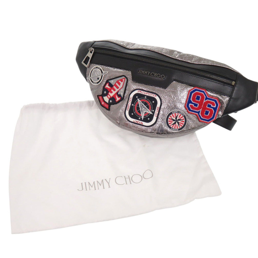 JIMMY CHOO Sling bag leather Multi Waist pouch patch mens Used Authentic