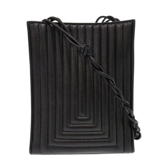 JIL SANDER Shoulder Bag leather black tangle small Women Used Authentic