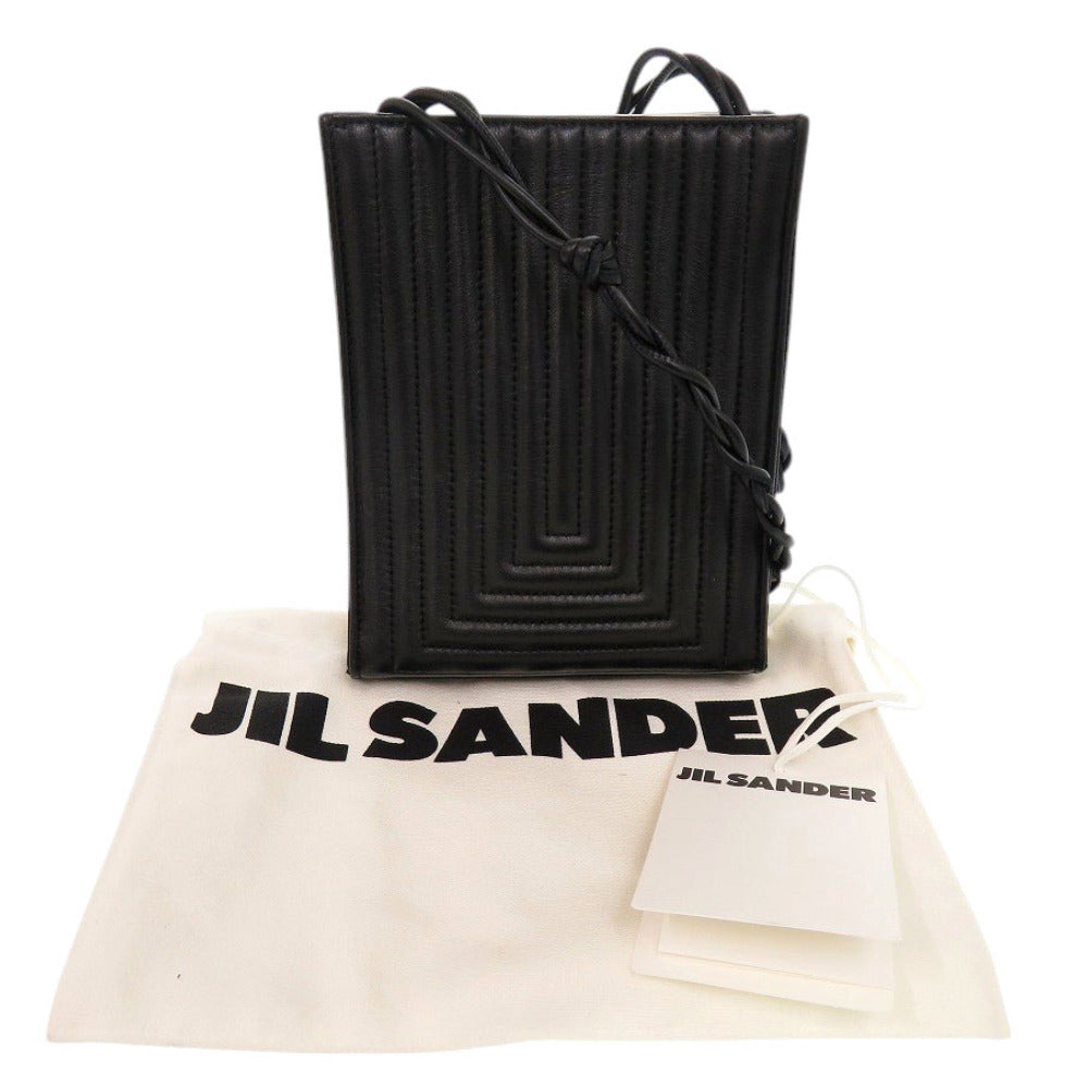 JIL SANDER Shoulder Bag leather black tangle small Women Used Authentic